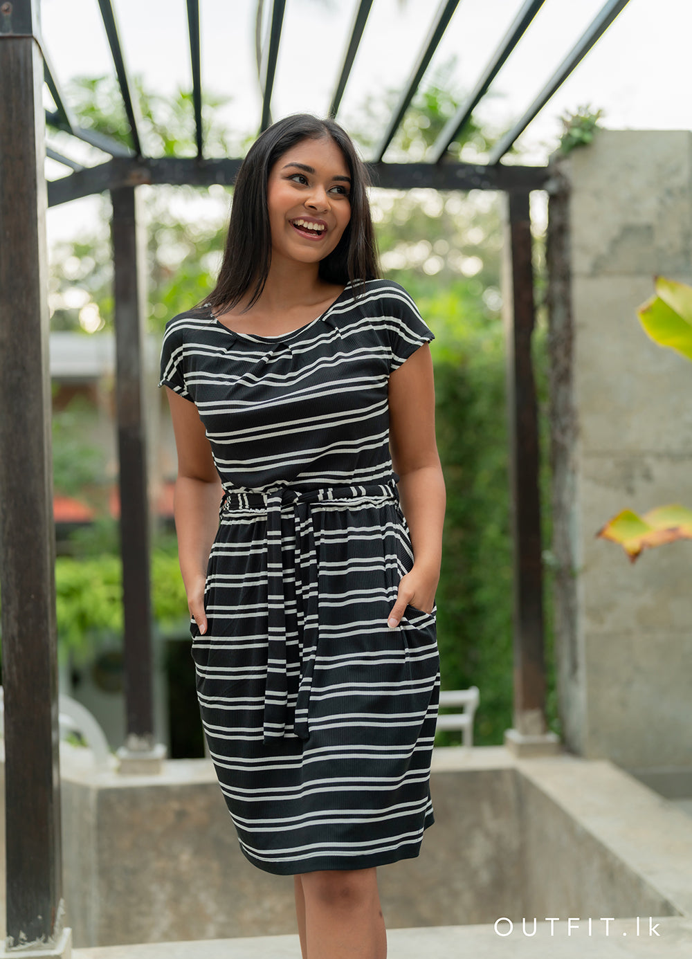 striped casual dress Ebie Striped Mini Dress NAVY-WHITE / XS by Sugarlips main image 1