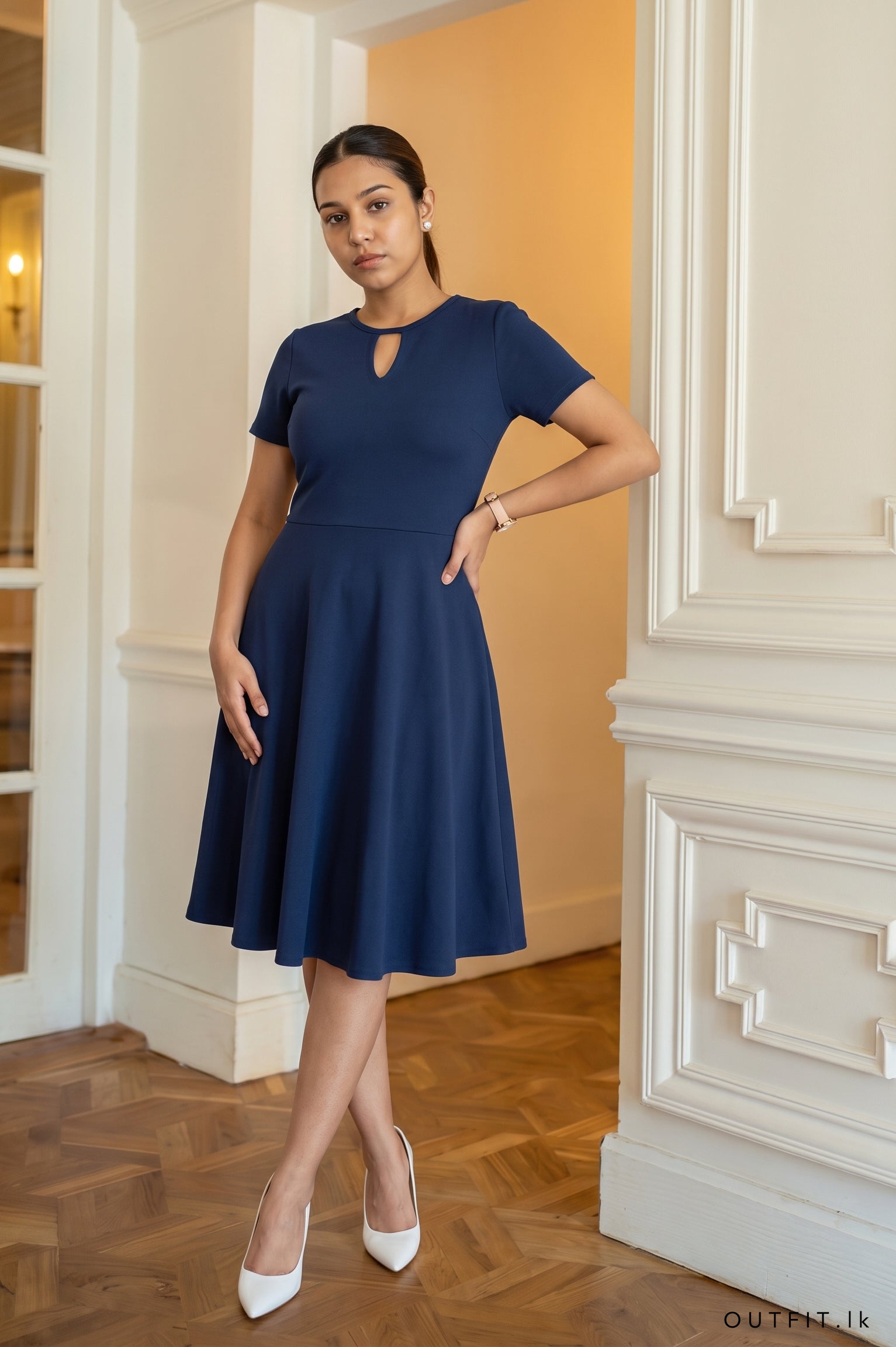 Keyhole Flared Scuba Dress