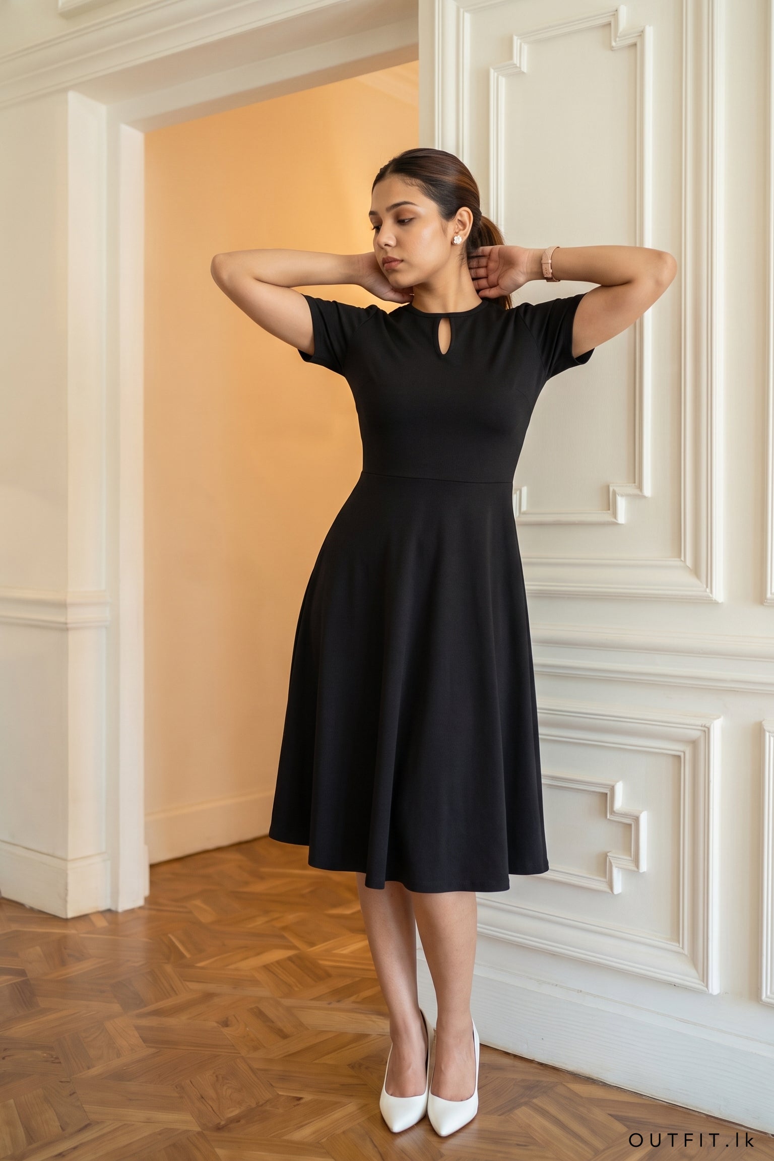 Keyhole Flared Scuba Dress