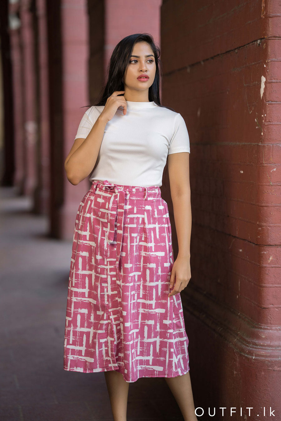 Printed Midi Skirt