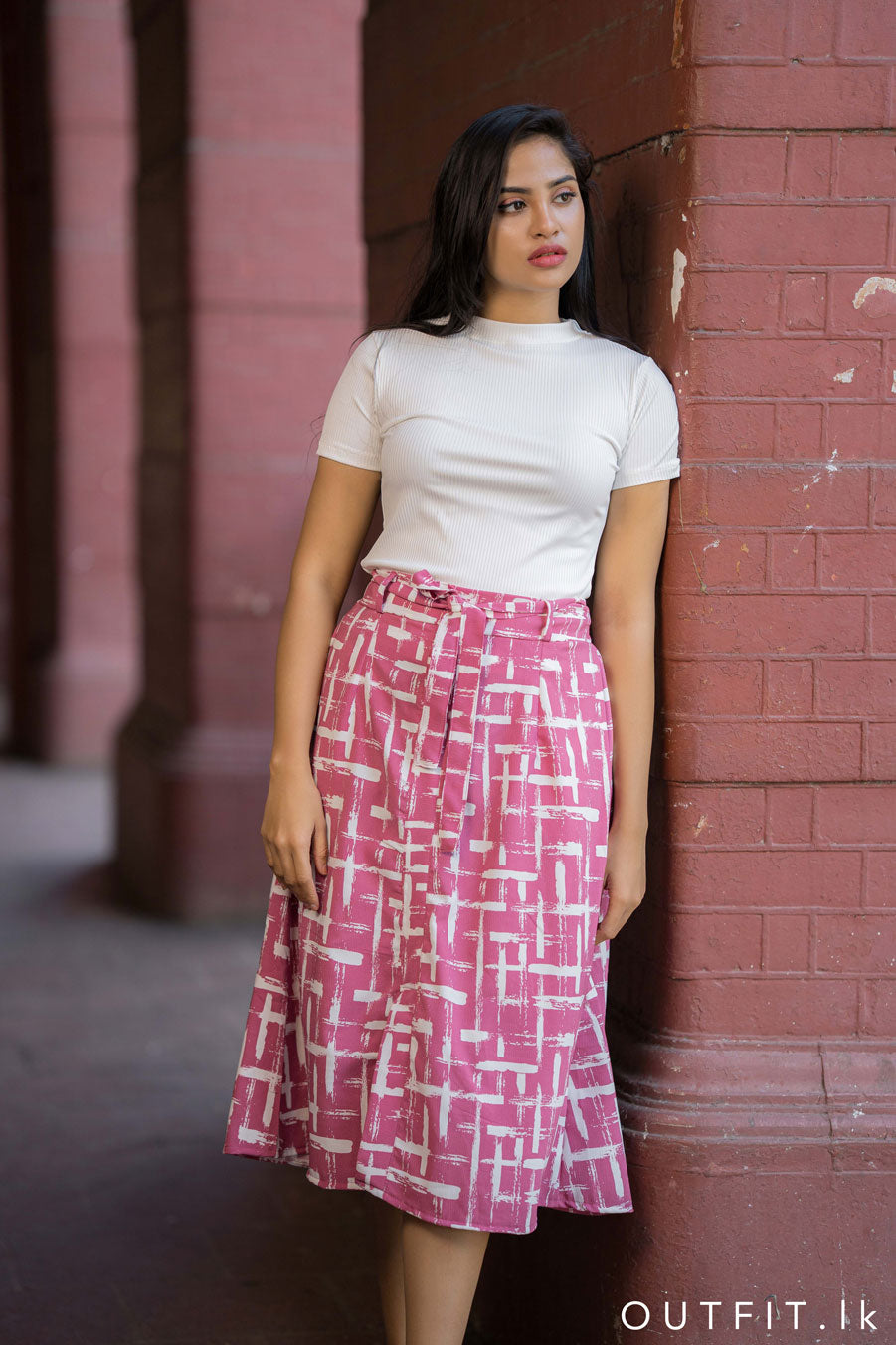 Printed Midi Skirt