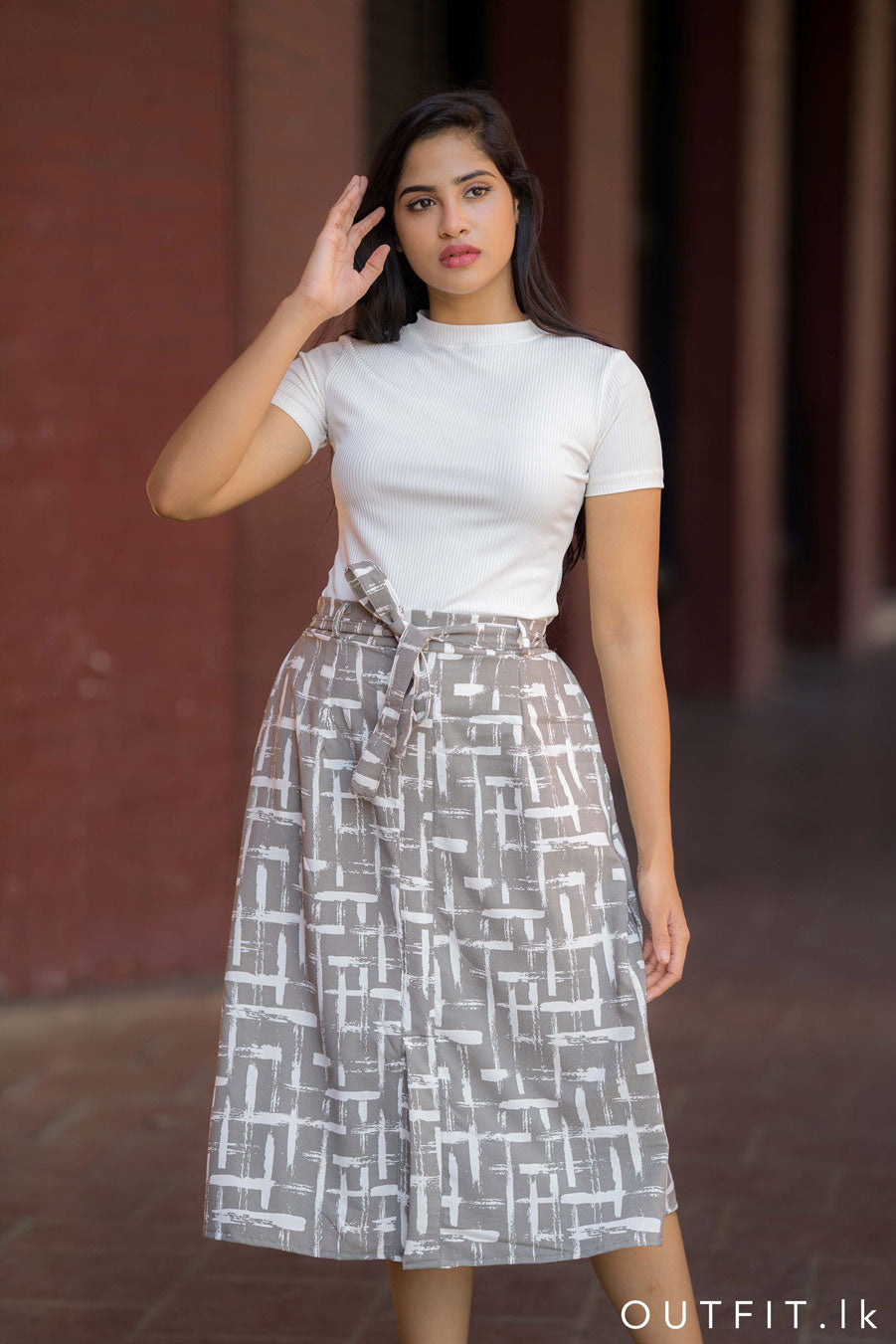 Printed Midi Skirt