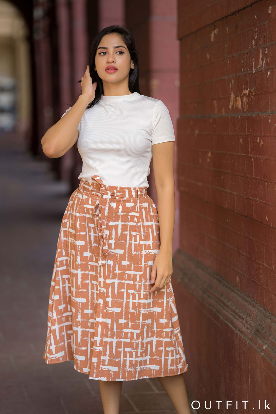Printed Midi Skirt