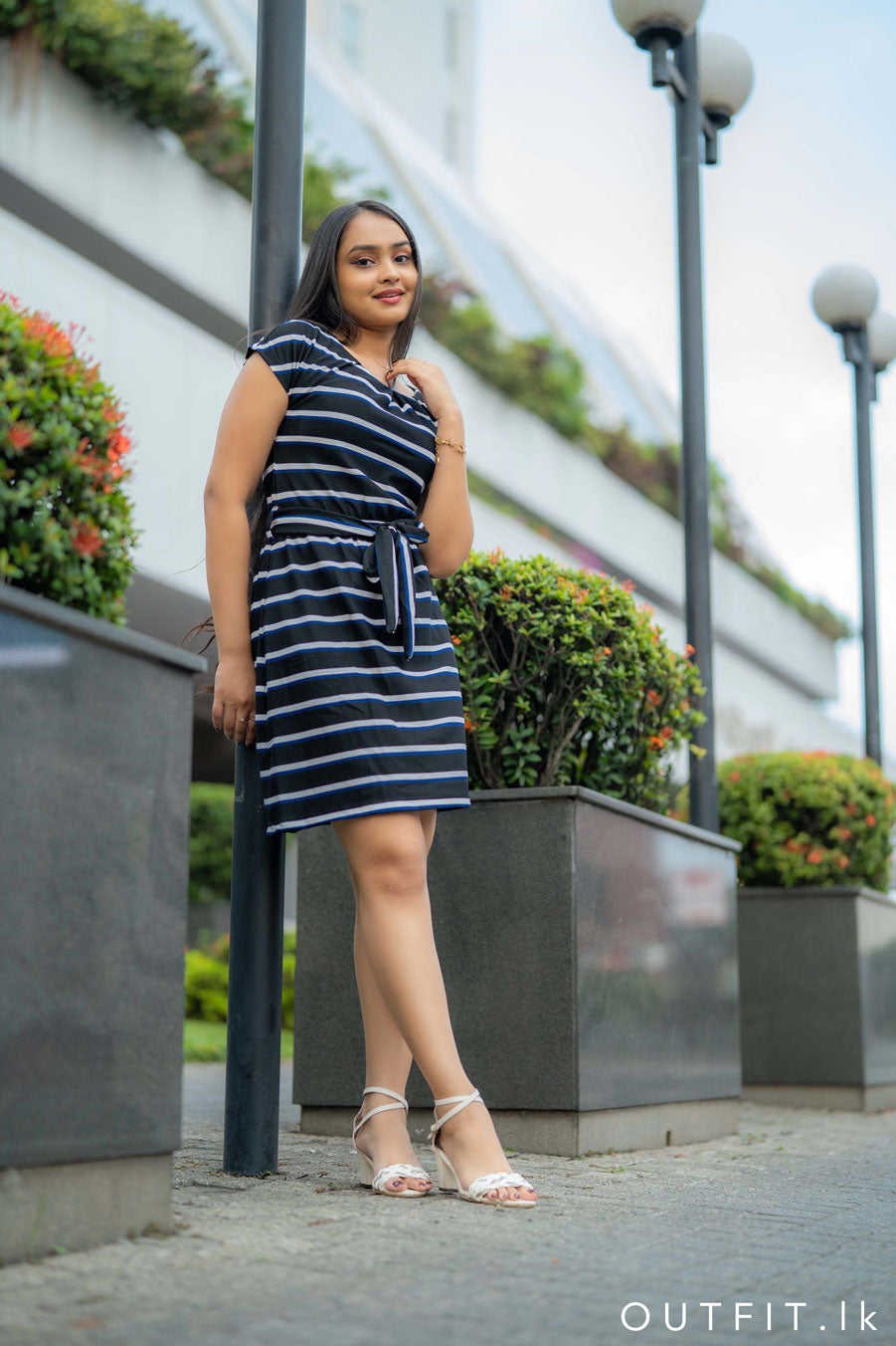 Striped Casual Pocket Dress