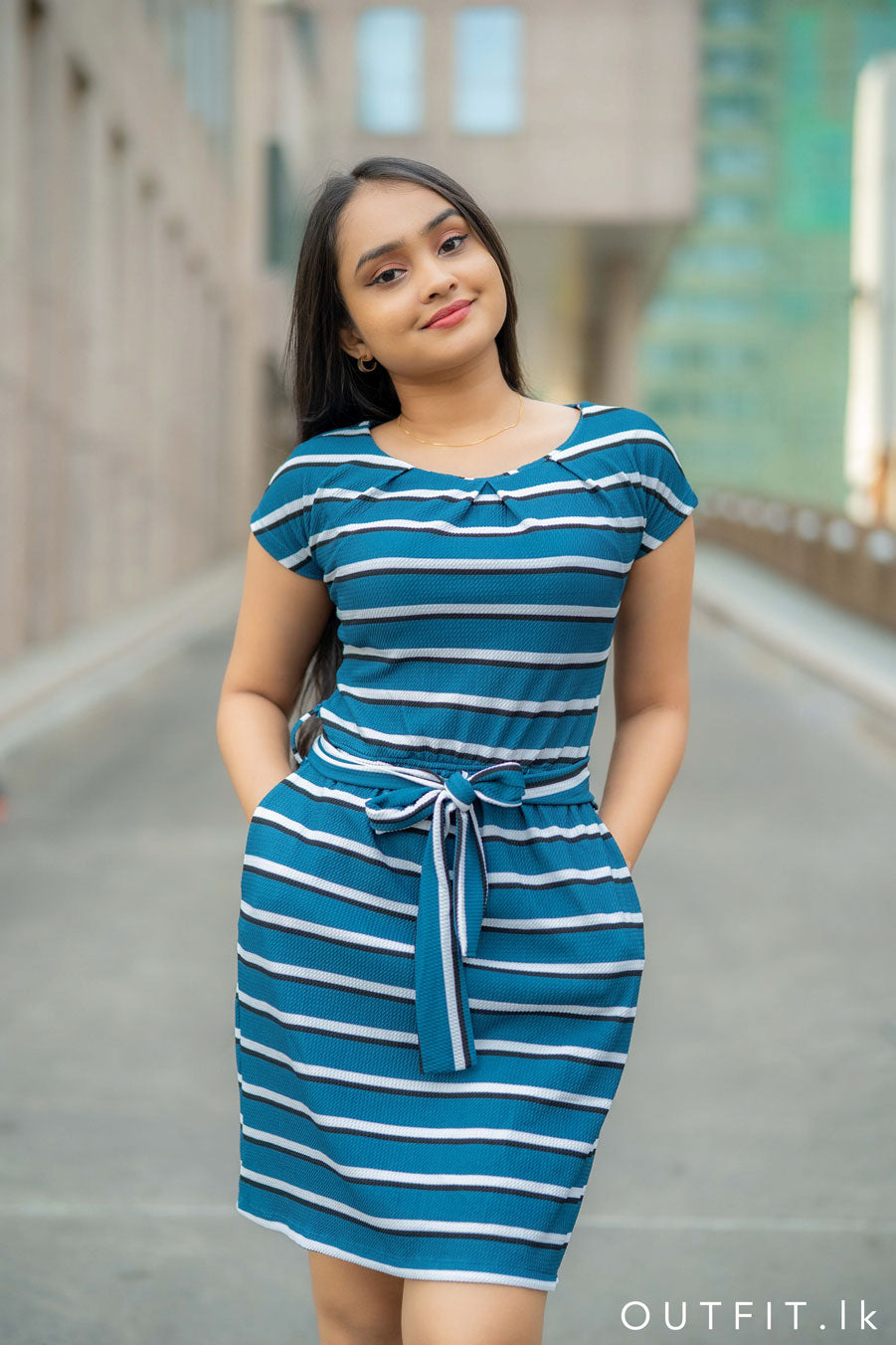 Striped Casual Pocket Dress