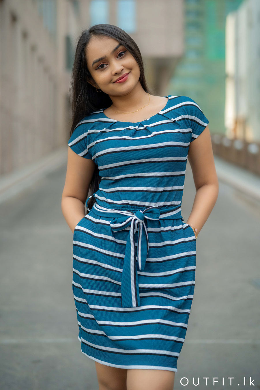 Striped Casual Pocket Dress