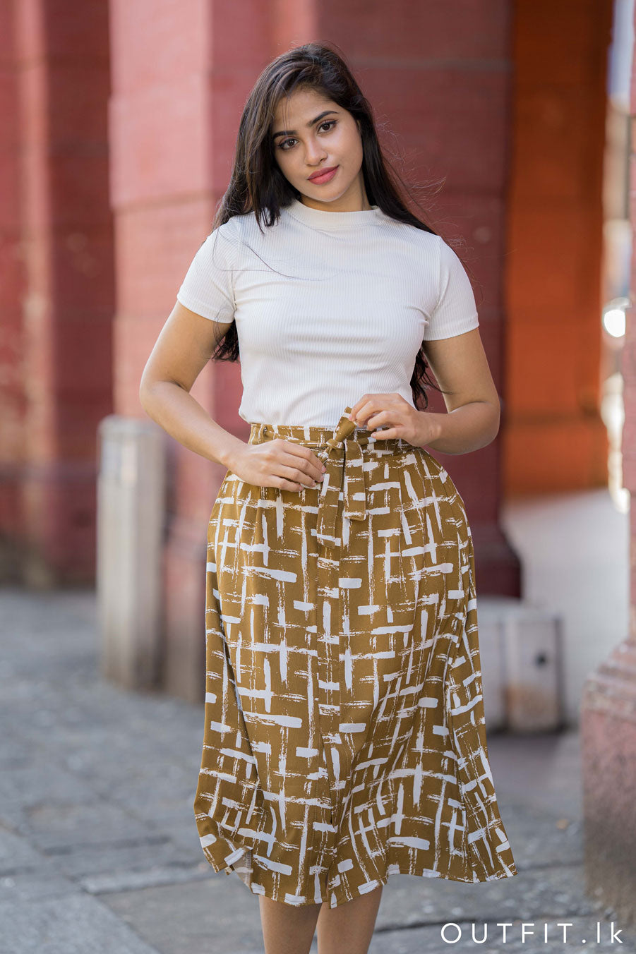 Printed Midi Skirt