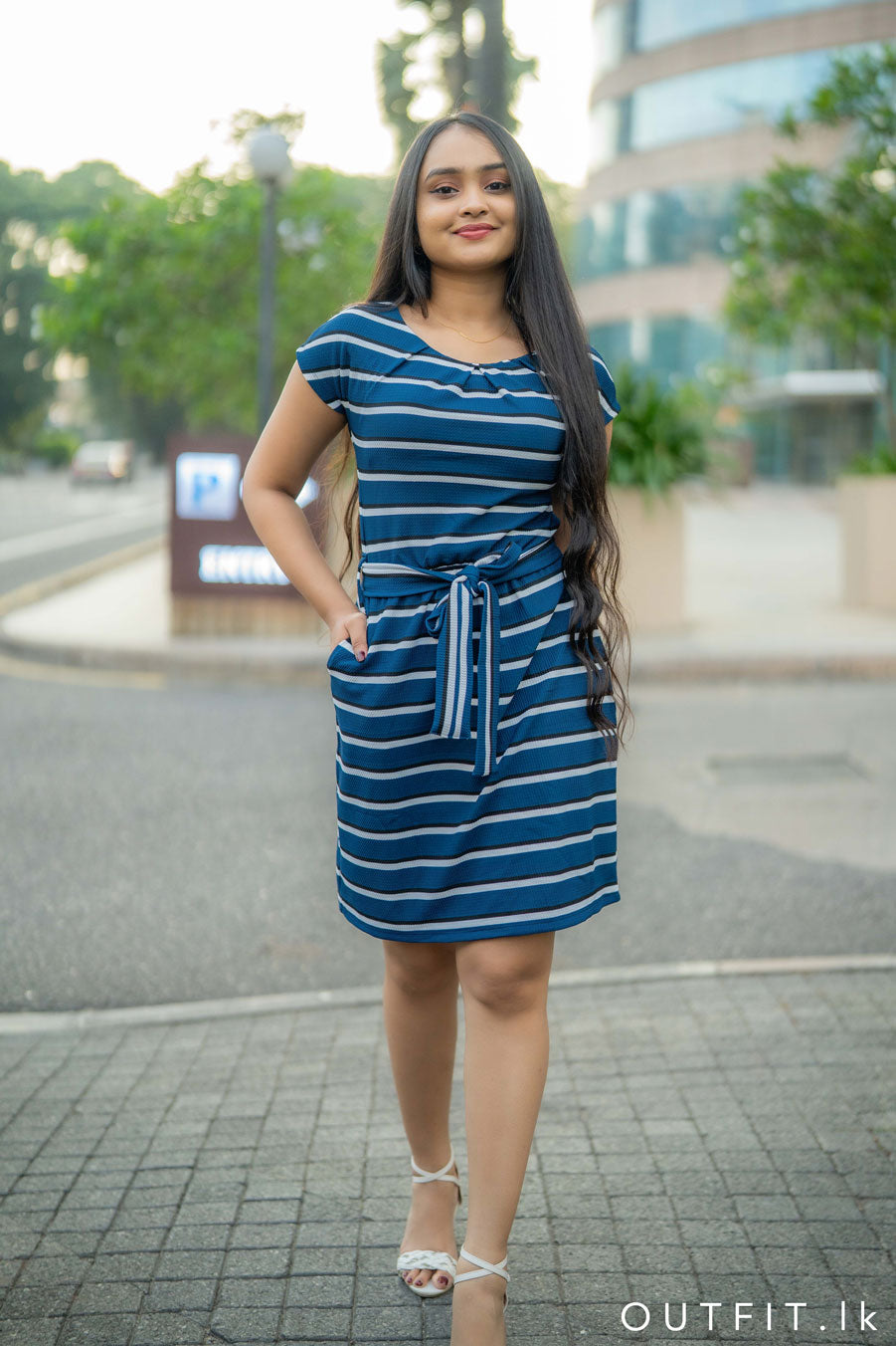 Striped Casual Pocket Dress
