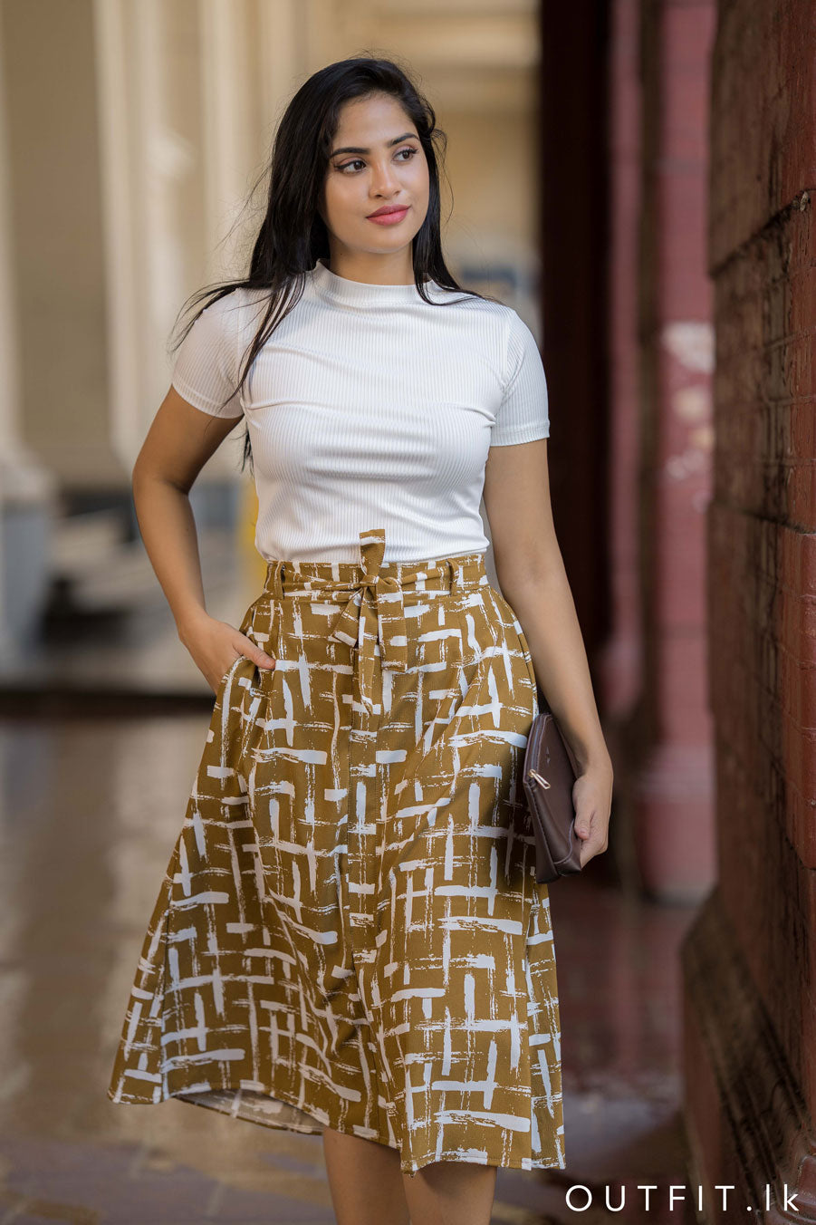Printed Midi Skirt