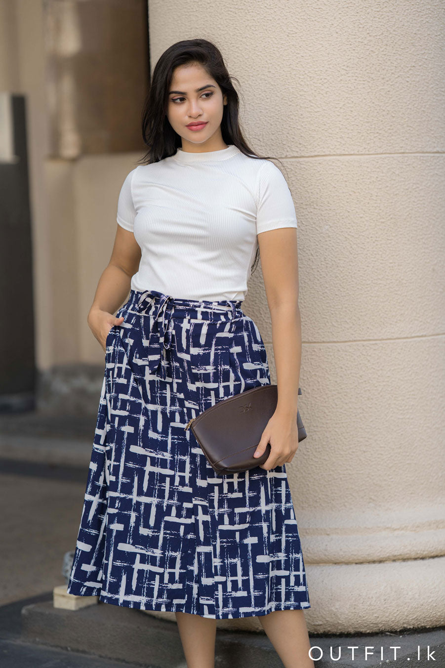 Printed Midi Skirt