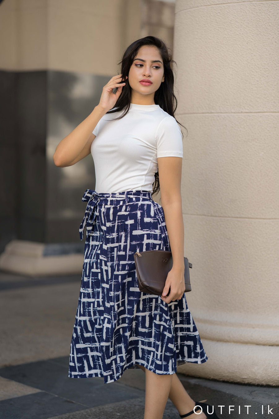Printed Midi Skirt