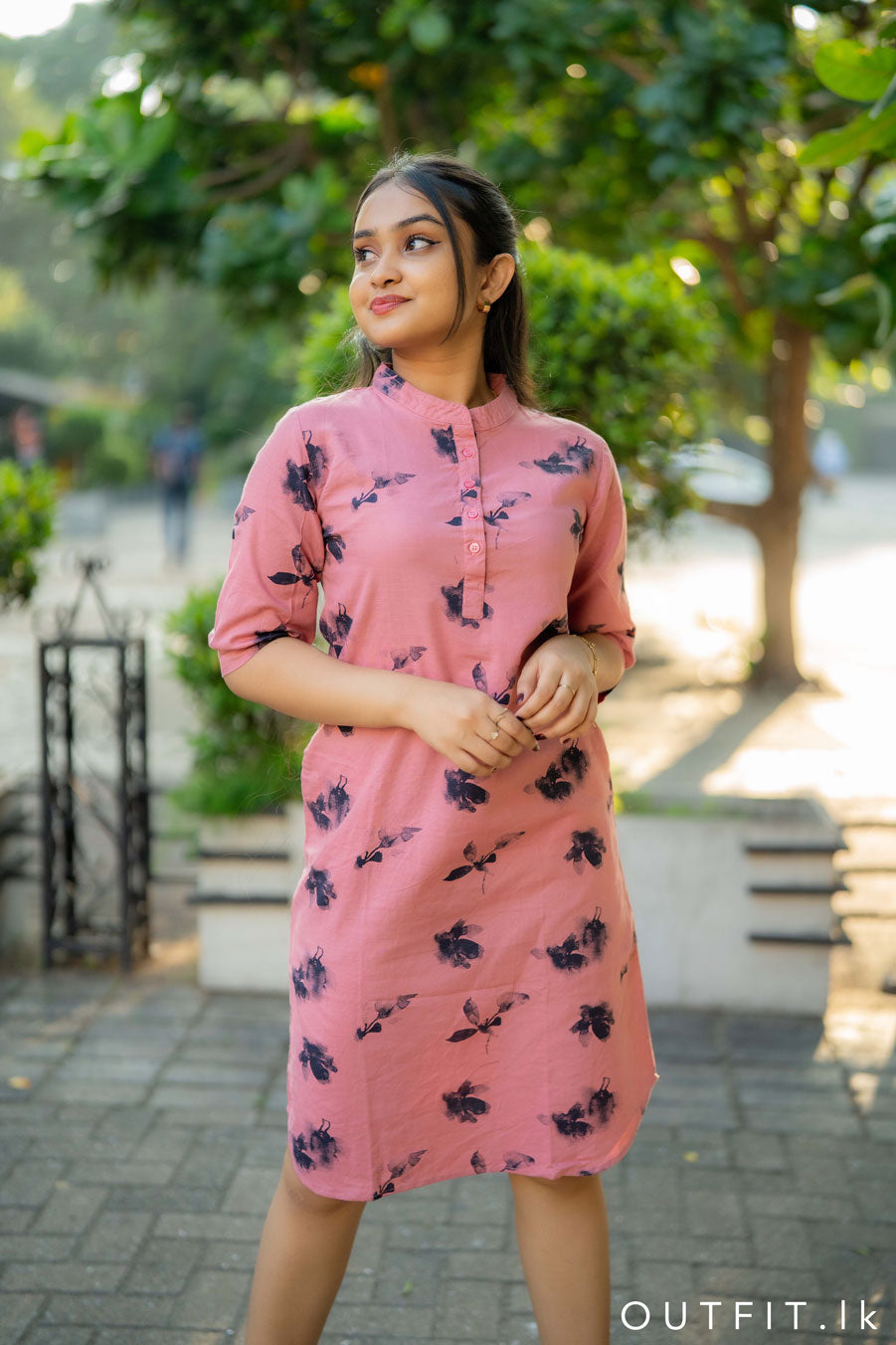 Floral Printed Linen Dress