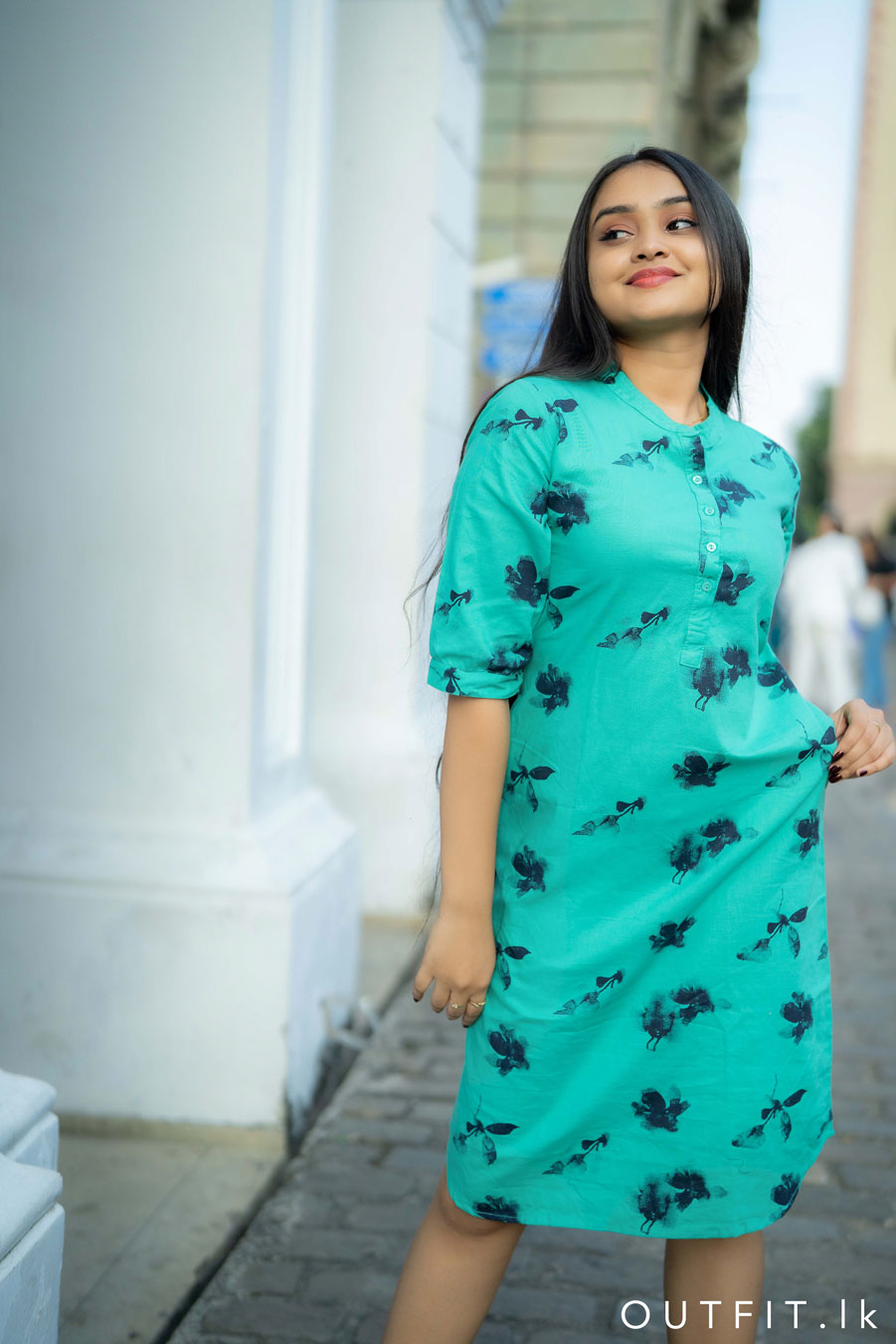 Floral Printed Linen Dress