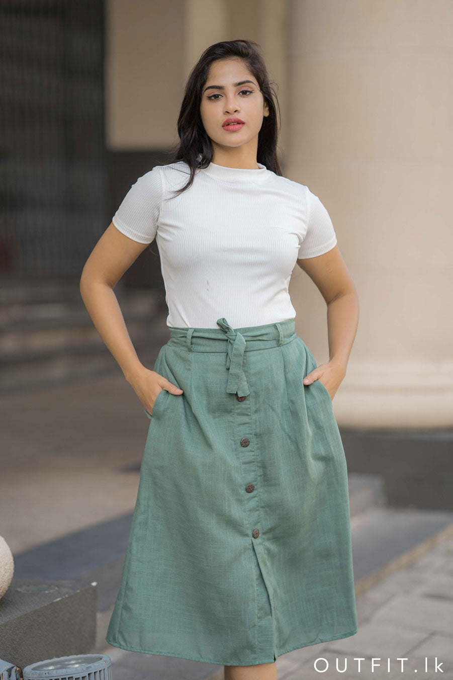 Linen Midi Skirt