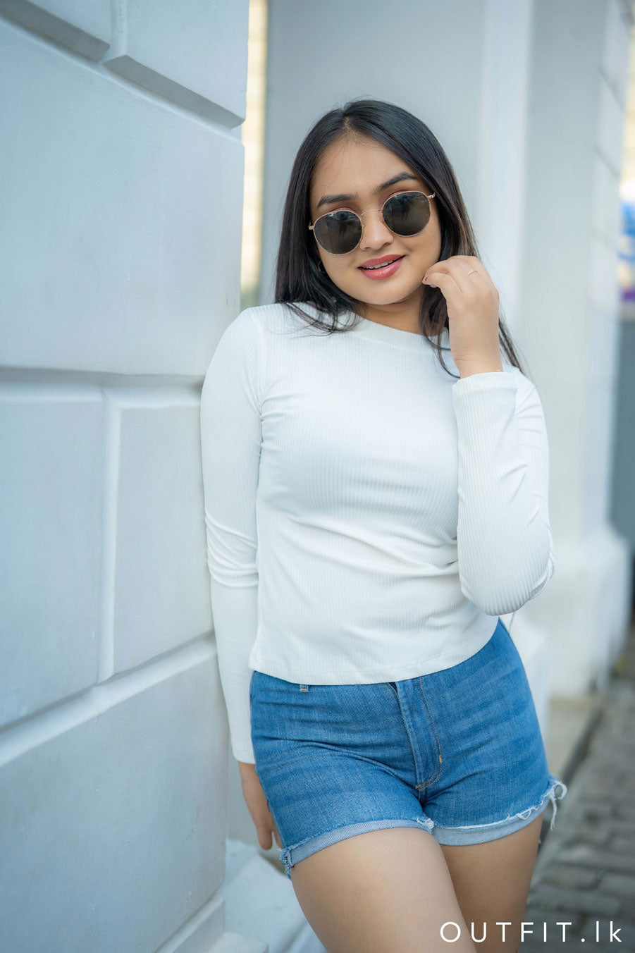 Ribbed Long Sleeve Crew Neck Tee