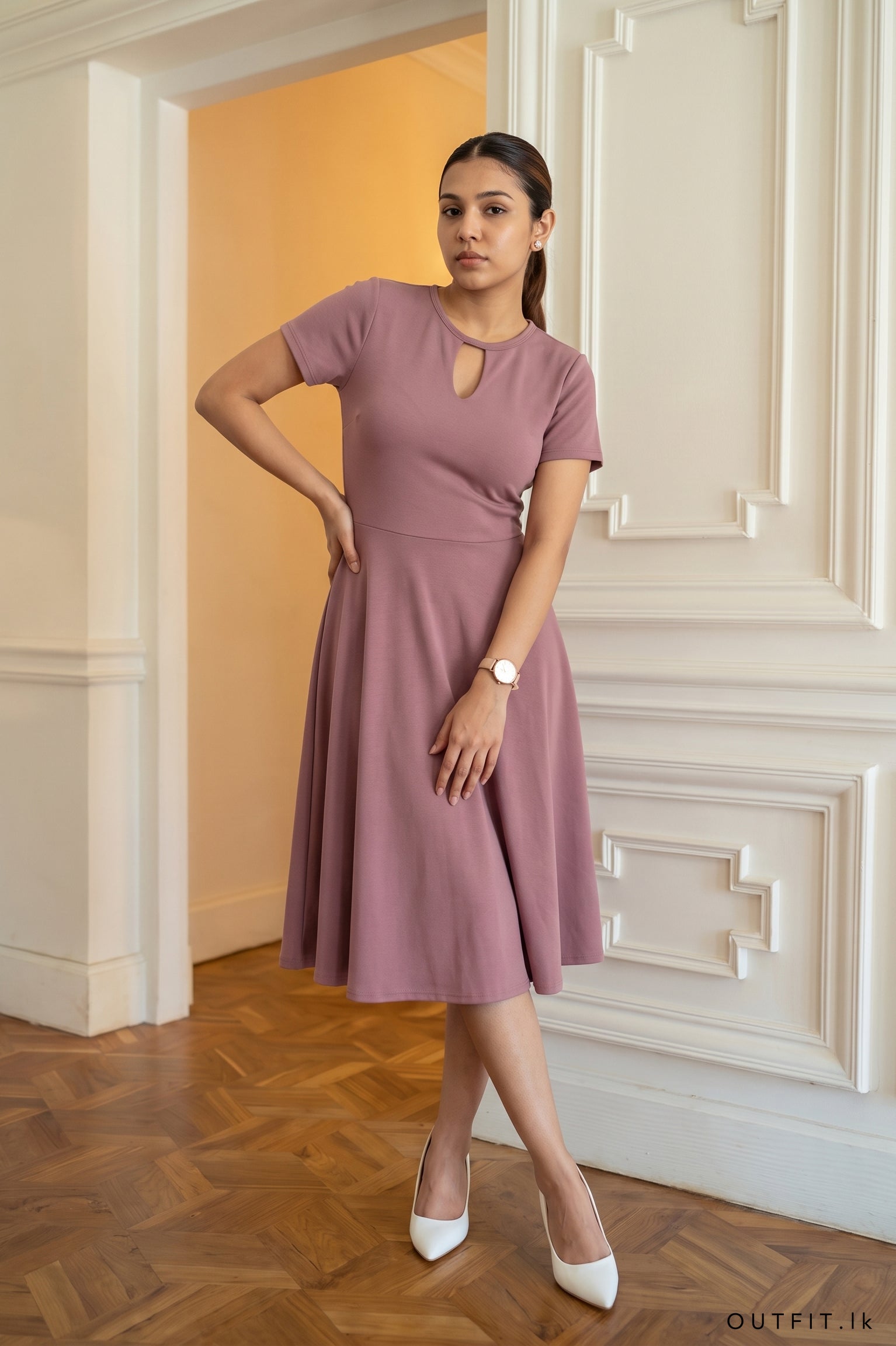 Keyhole Flared Scuba Dress