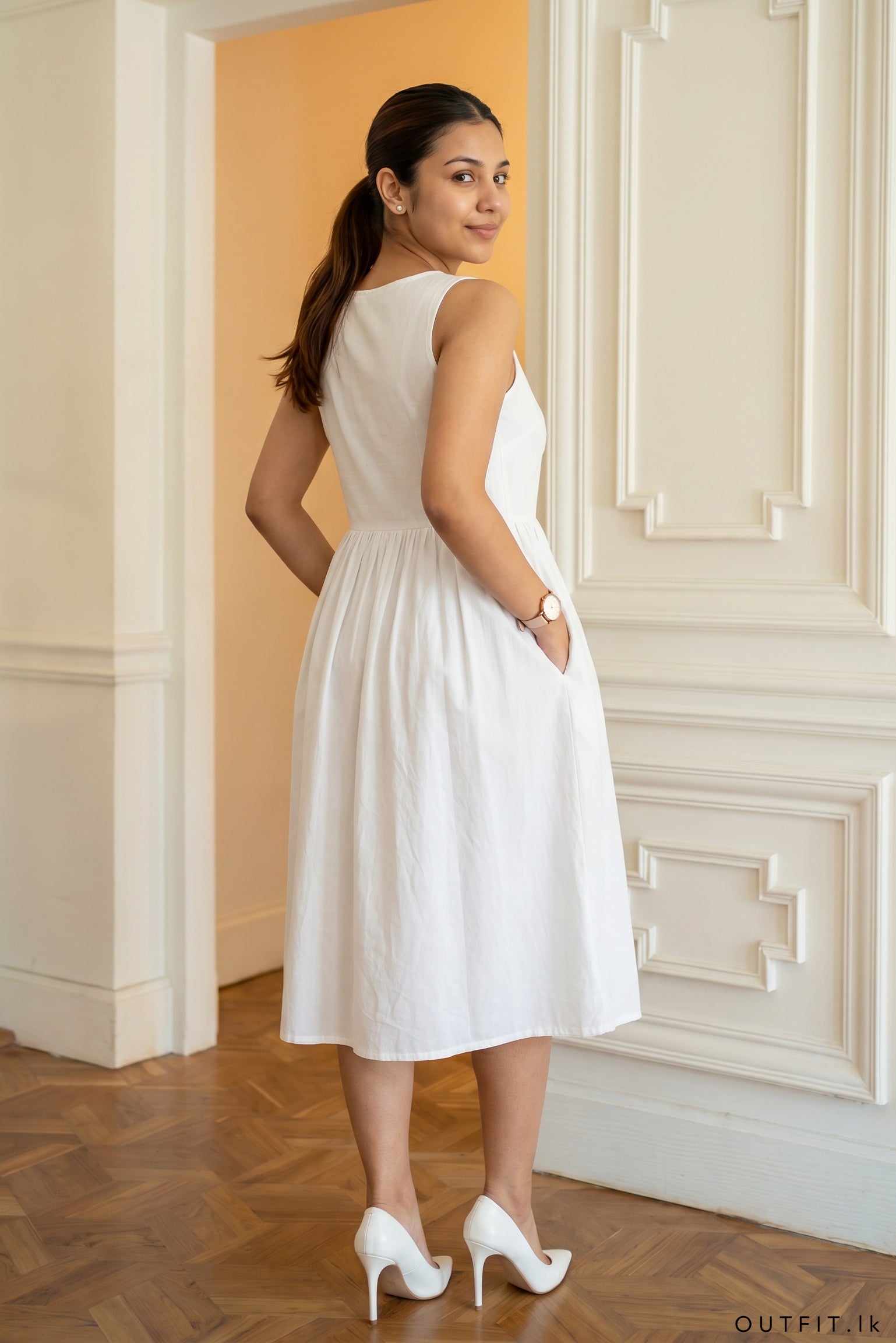 Mock Placket Sleeveless Dress