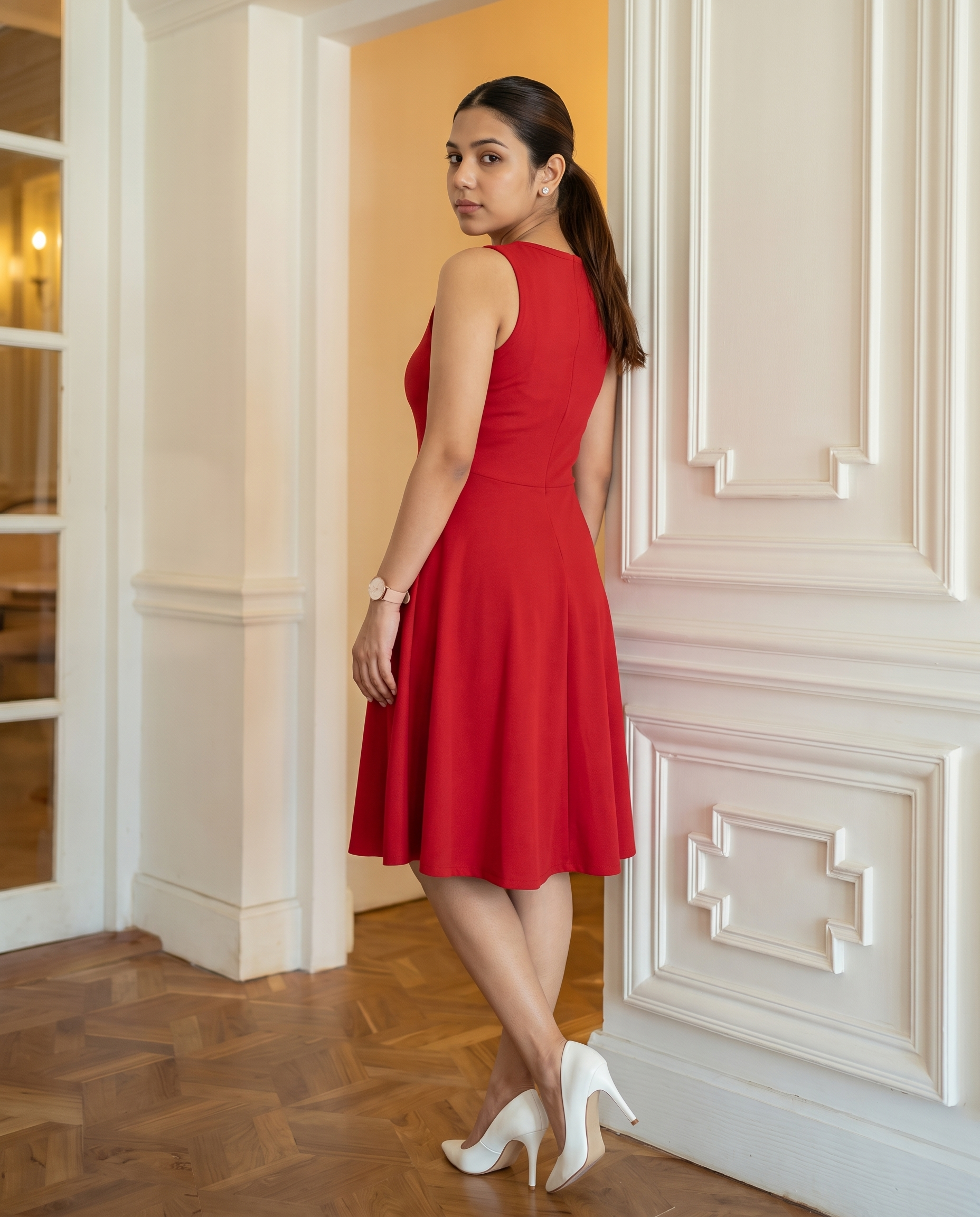 Keyhole Flared Scuba Dress