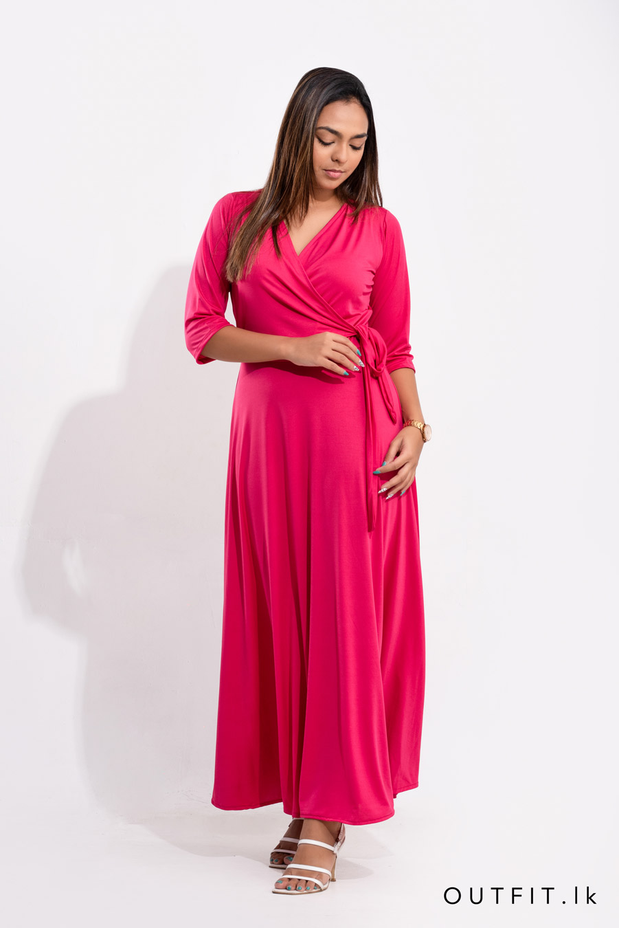 Front Cross Over Maxi Dress - OUTFIT.lk